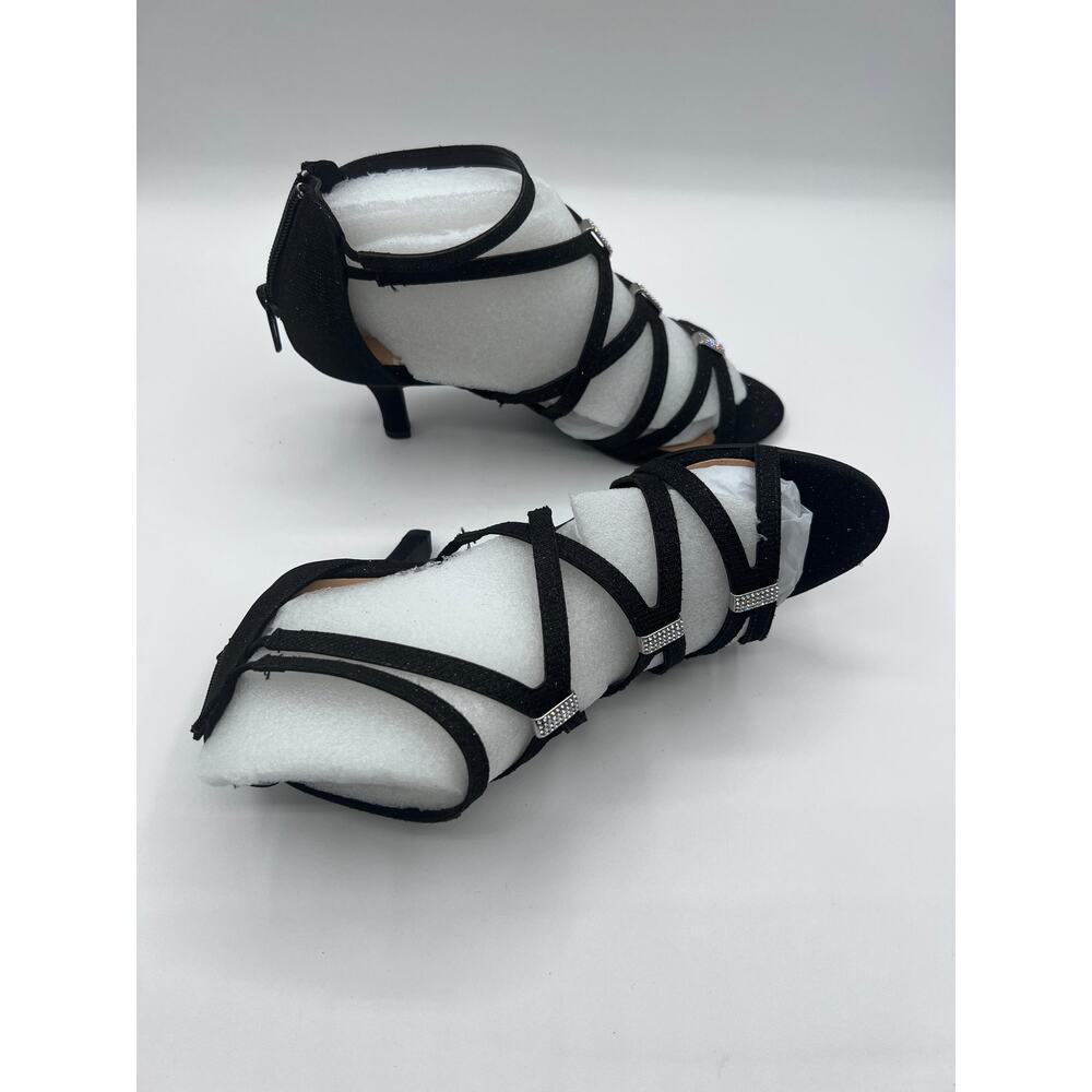 BELLA VITA 'KARLETTE' DRESS HEEL SANDAL BLACK GLITTER FABRIC 6WW DOUBLE WIDE NEW - Picture 7 of 13